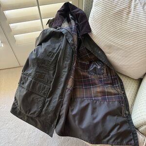 Barbour Dark Green Utility Jacket with Plaid Lining